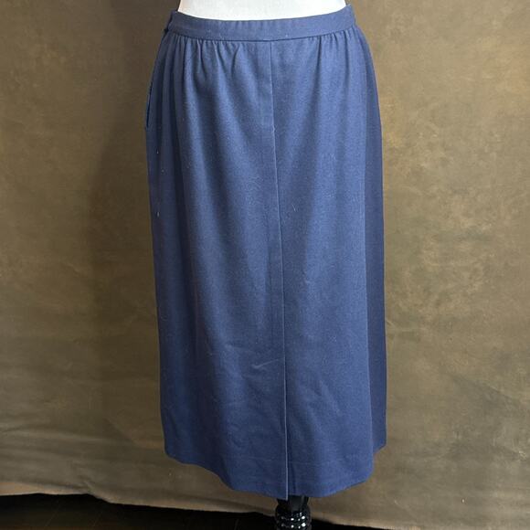 Pendleton Skirt Women's 14 Navy Blue 100% Wool Made In USA - Picture 5 of 11